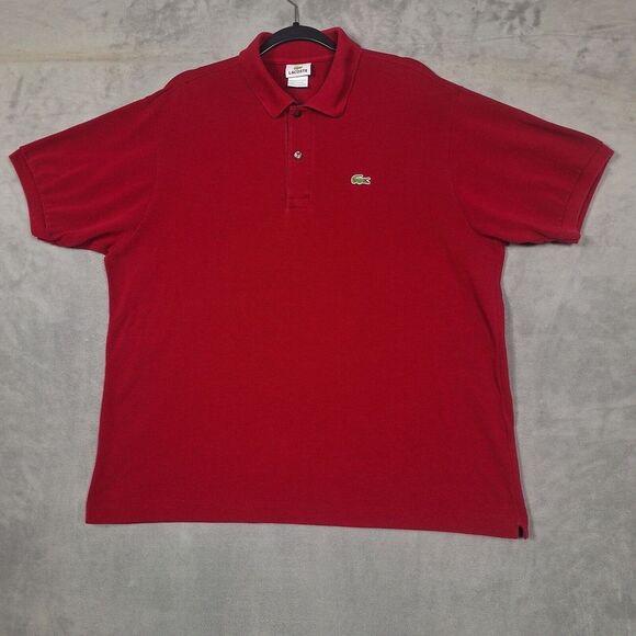 Lacoste Polo Shirt Mens size 7 Red Short Sleeve Knit - Picture 1 of 7
